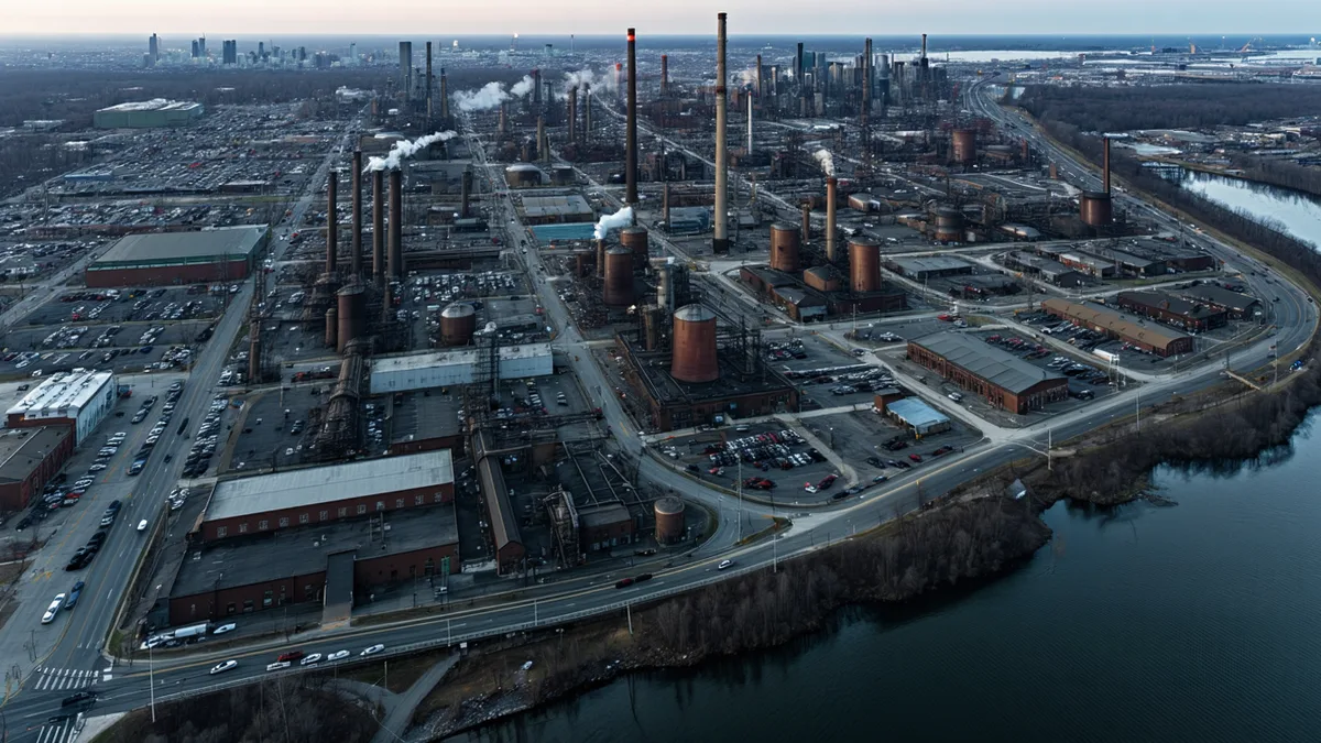 Detroit manufacturing district with circular economy policy context